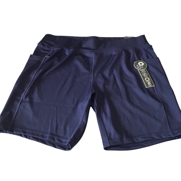 RAG PLUS 2X Women's Athletic Shorts Side Pockets High Waist Blue Activewear - Picture 1 of 10